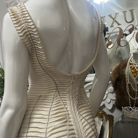 Herve Leger Ivory Sleeveless Chain Dress S - Picture 9 of 12